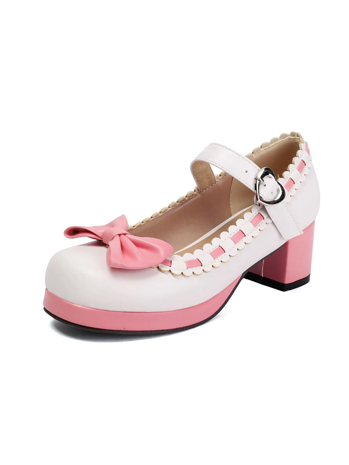 Klobiger Absatz Farbblock Bogen Marry Jane Schuhe - Image 2