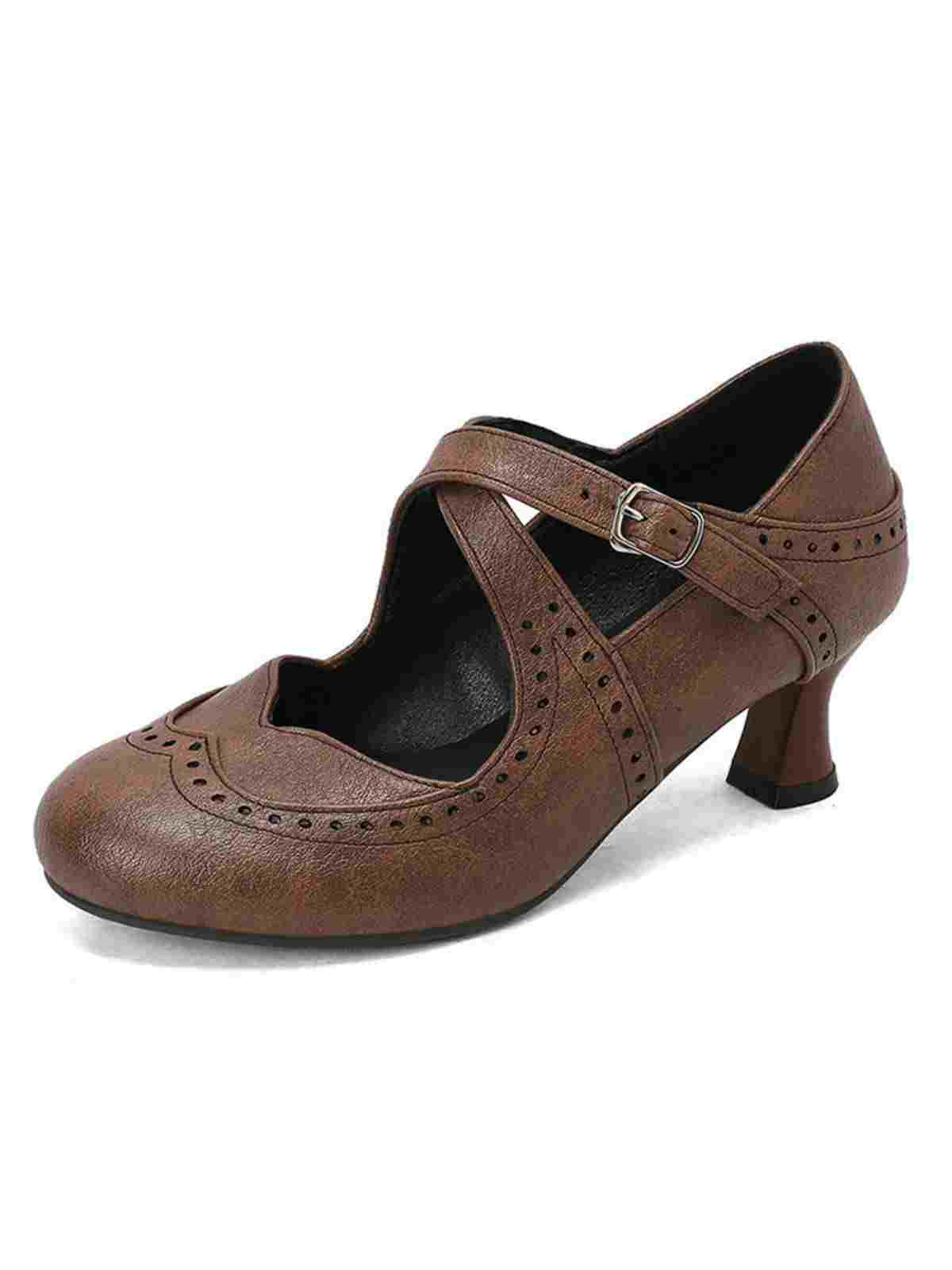 Kreuz-Träger Perforiert Mary Jane Heels - Image 10