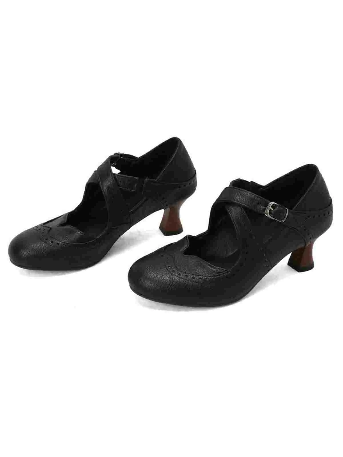 Kreuz-Träger Perforiert Mary Jane Heels - Image 2