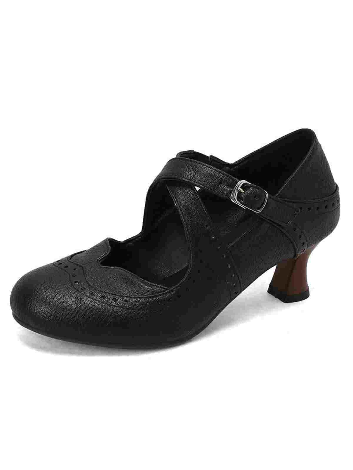 Kreuz-Träger Perforiert Mary Jane Heels - Image 3