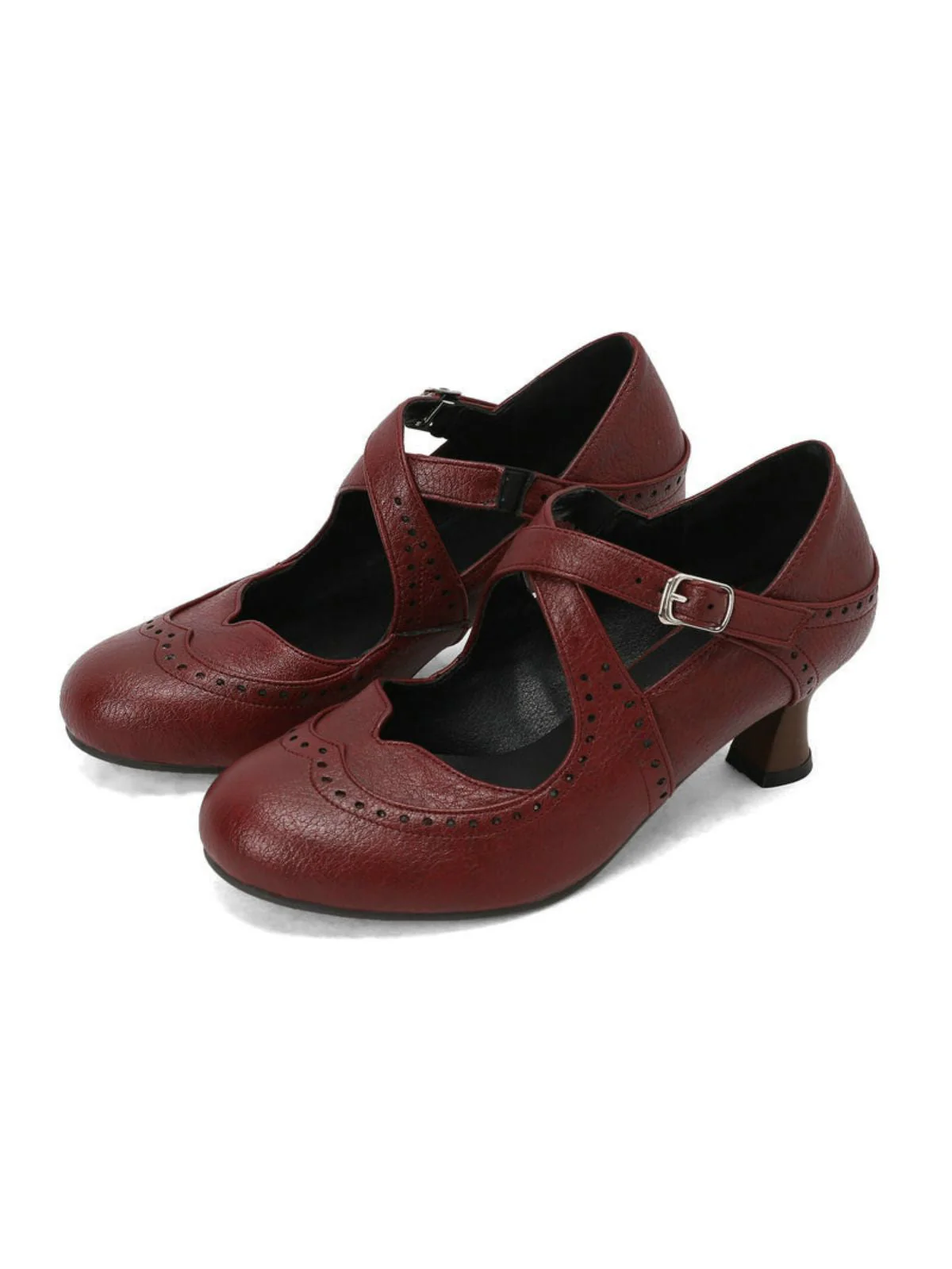 Kreuz-Träger Perforiert Mary Jane Heels - Image 5