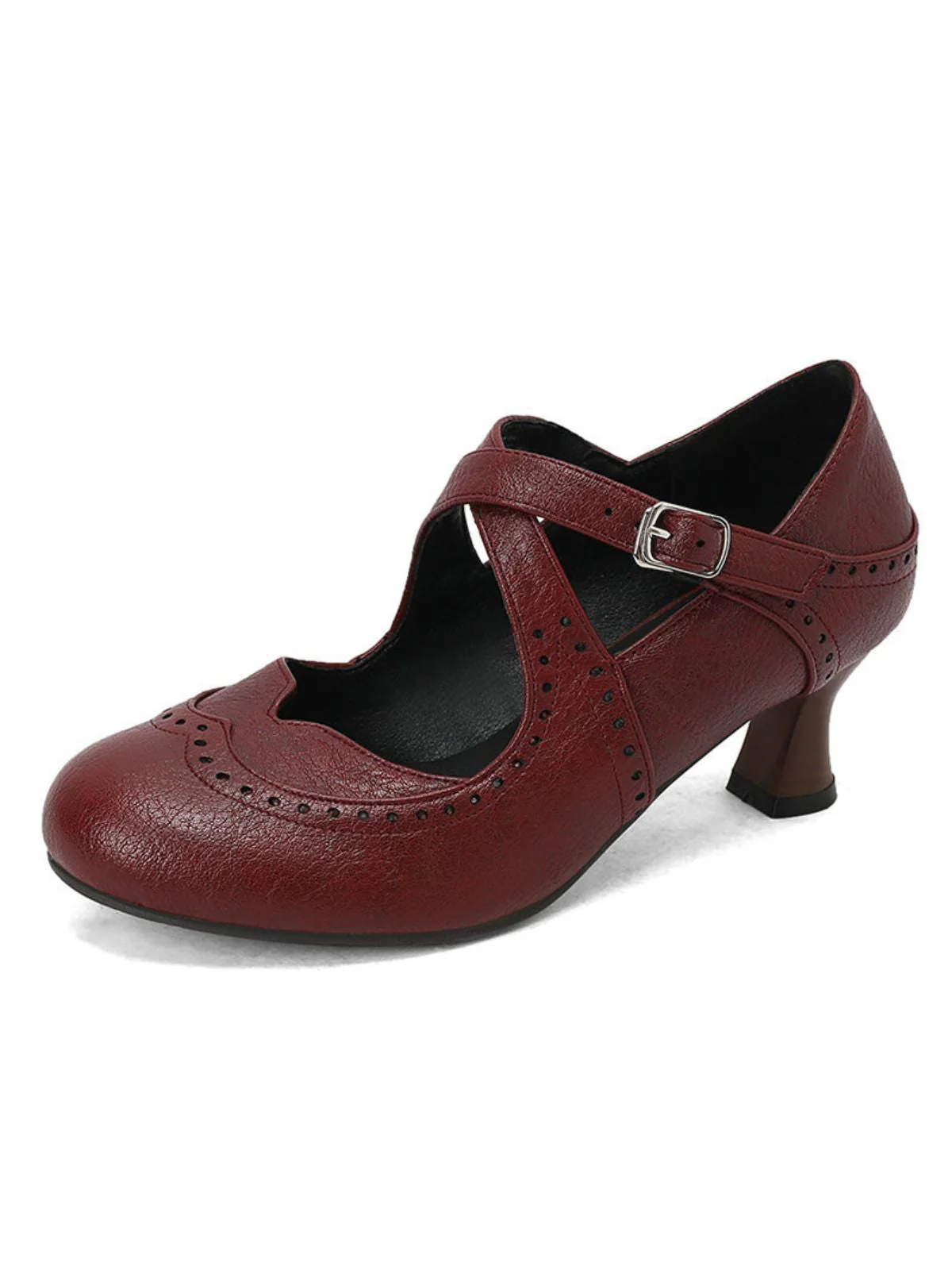 Kreuz-Träger Perforiert Mary Jane Heels - Image 6