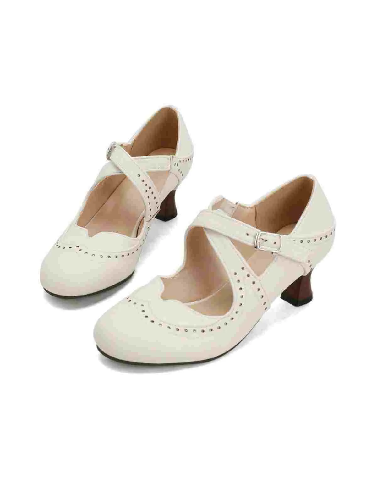 Kreuz-Träger Perforiert Mary Jane Heels - Image 7