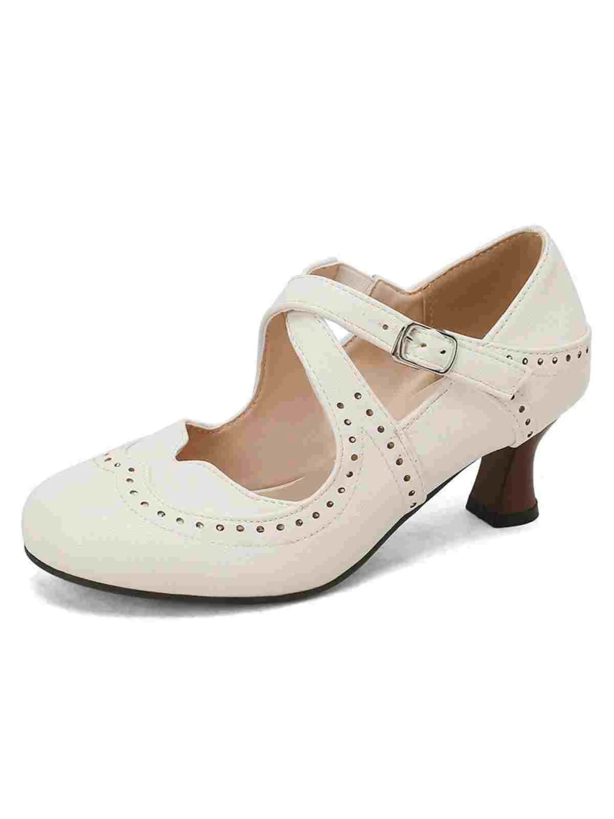 Kreuz-Träger Perforiert Mary Jane Heels - Image 8