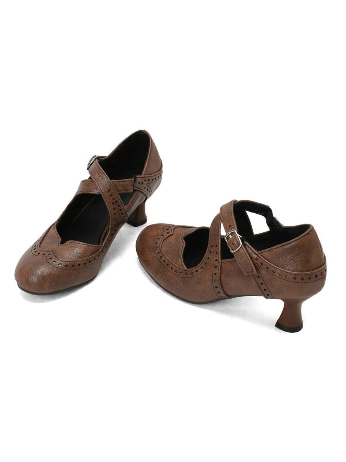 Kreuz-Träger Perforiert Mary Jane Heels - Image 9