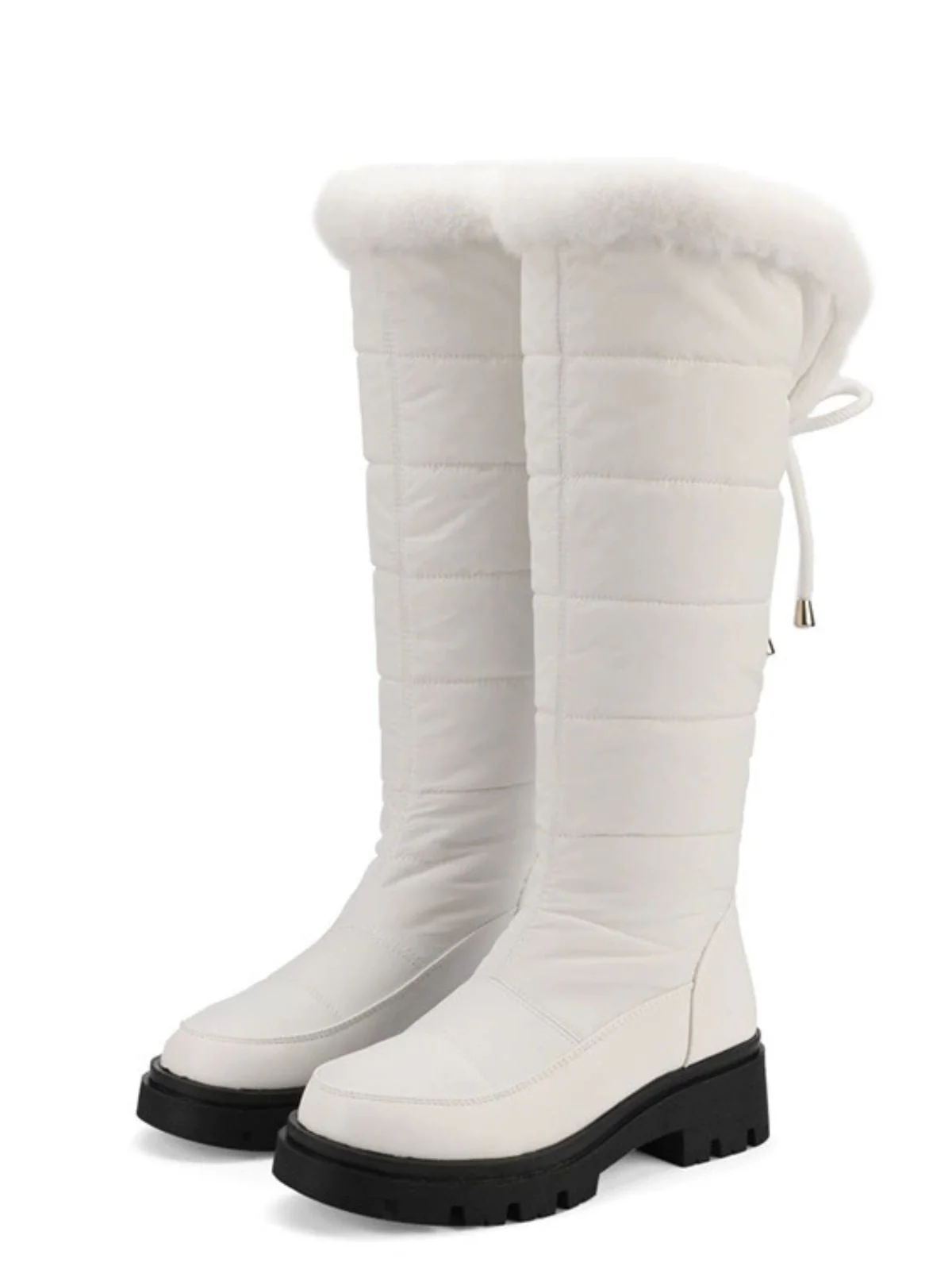 Kunstpelz Kniehoch Schneefall Stoff Stiefel
