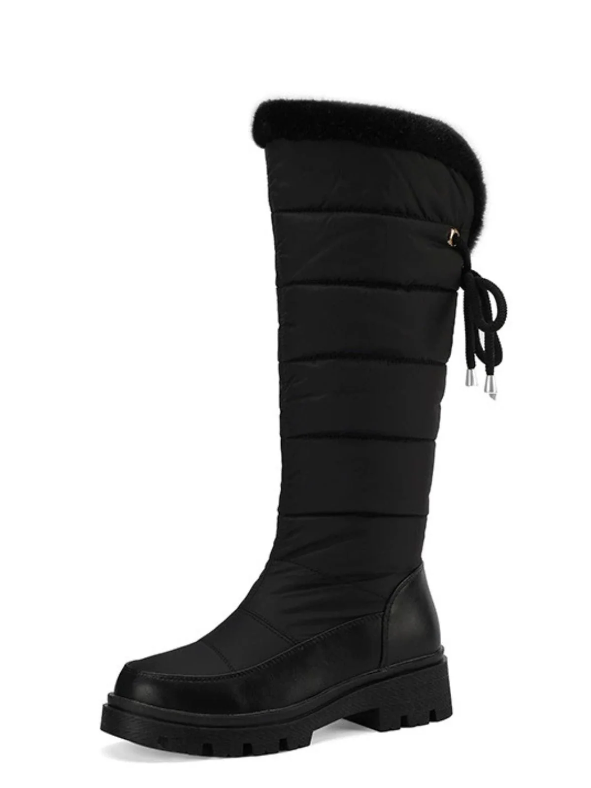 Kunstpelz Kniehoch Schneefall Stoff Stiefel - Image 3