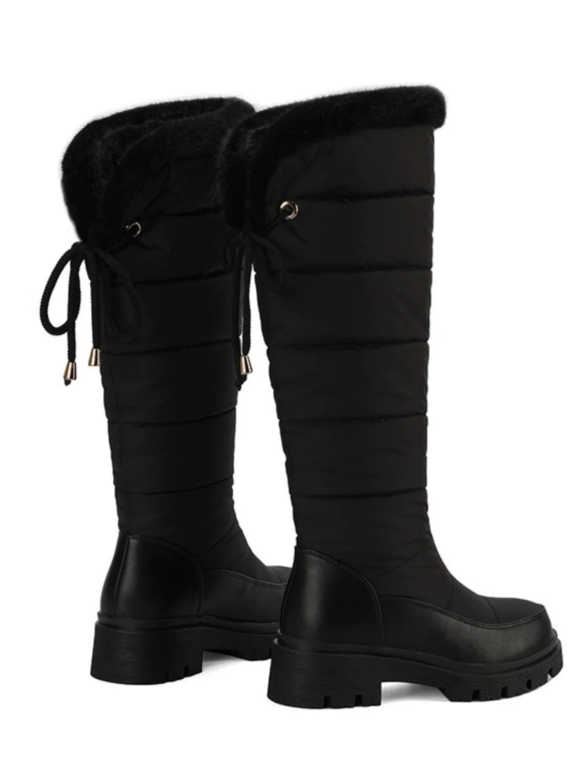 Kunstpelz Kniehoch Schneefall Stoff Stiefel - Image 4