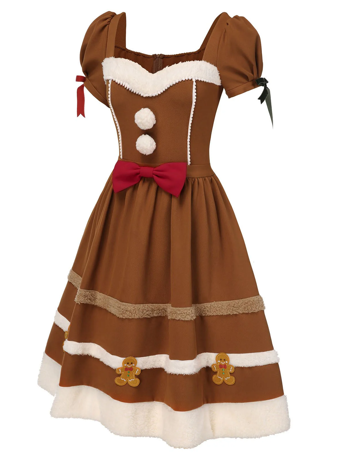 Kurkuma 1950er Lebkuchenmann Plüschbesatz Kleid - Image 3