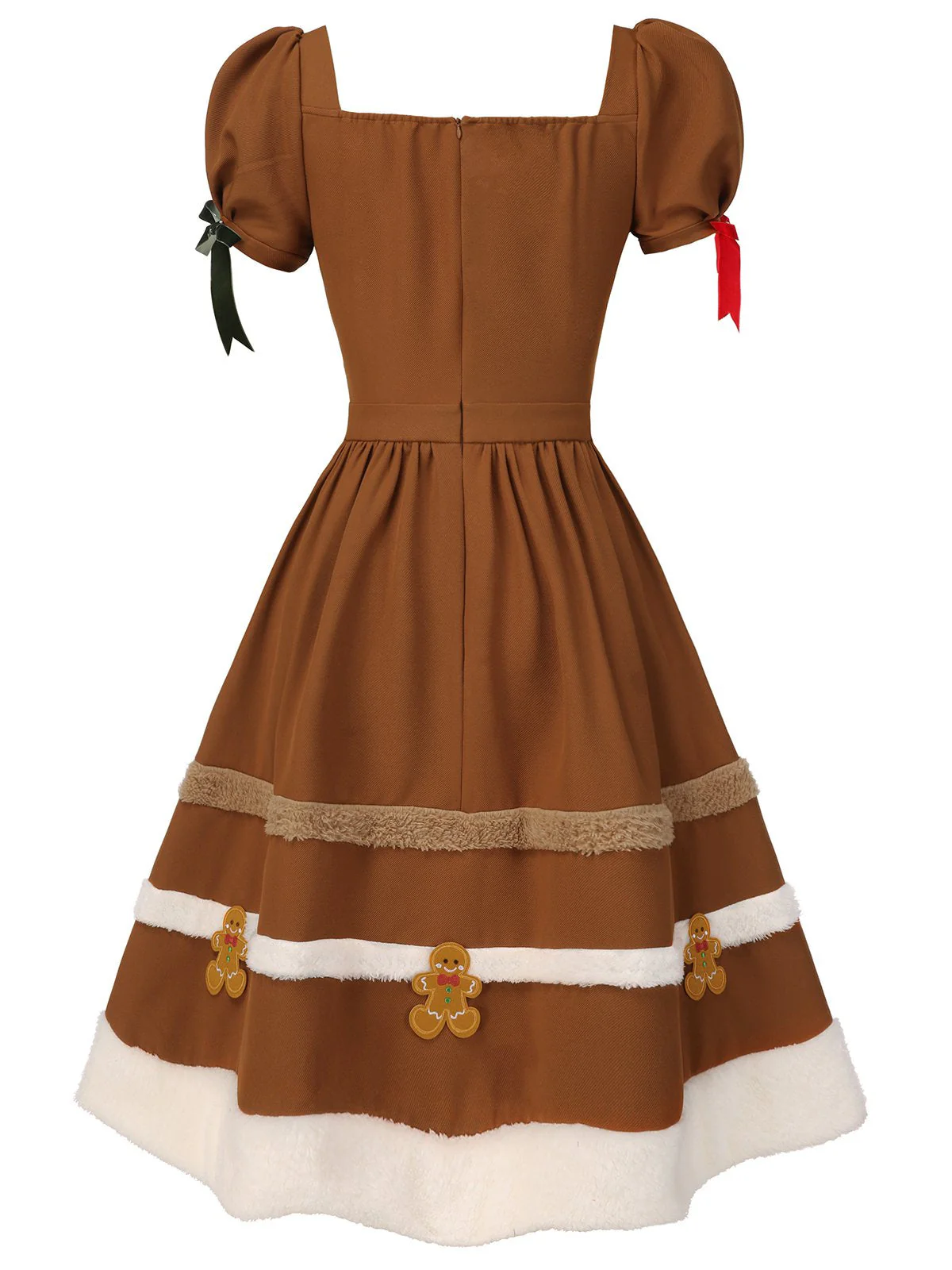 Kurkuma 1950er Lebkuchenmann Plüschbesatz Kleid - Image 4