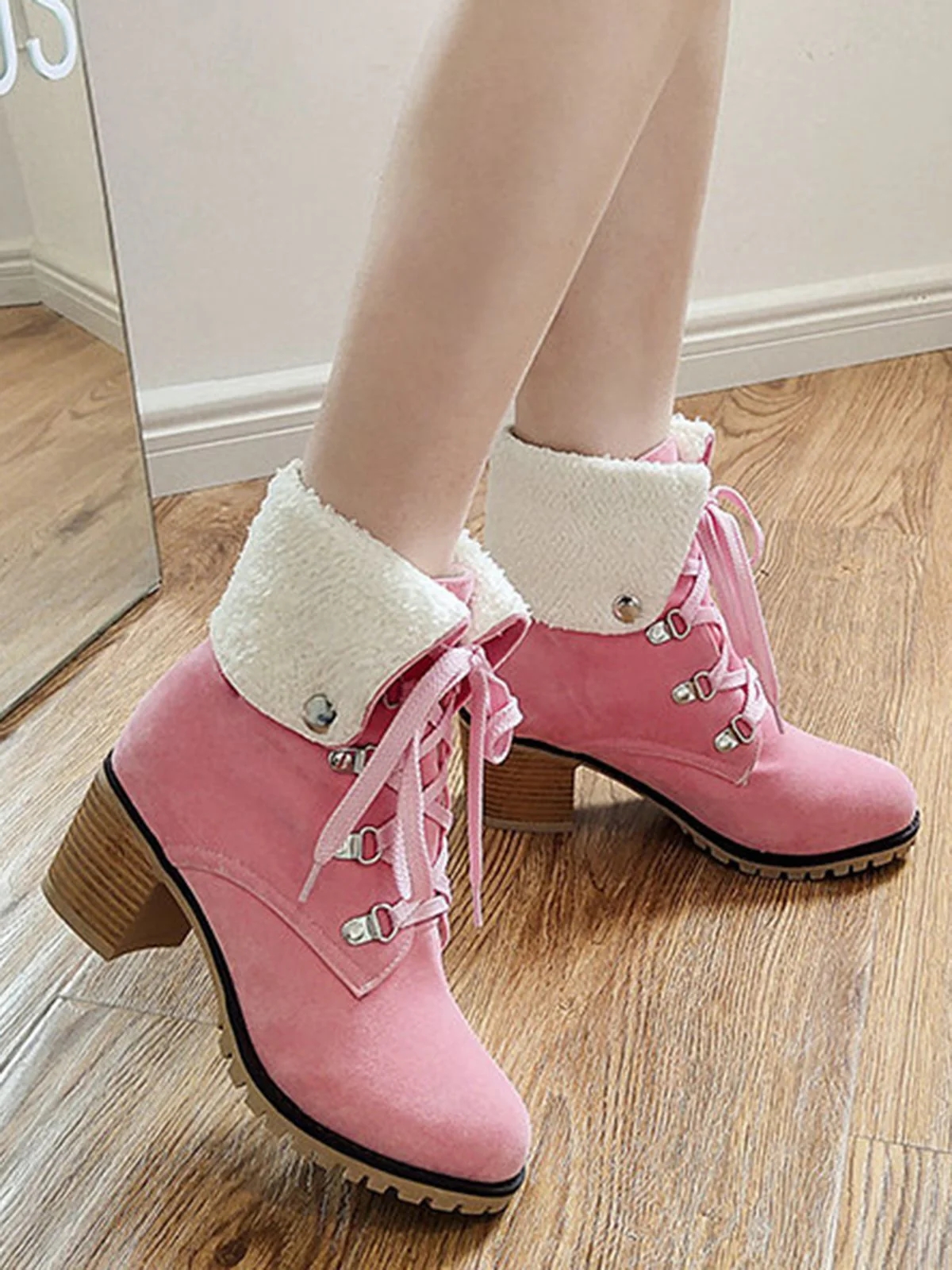 Weinrot Kurze Martin Britischen Stil Stiefel - Image 11