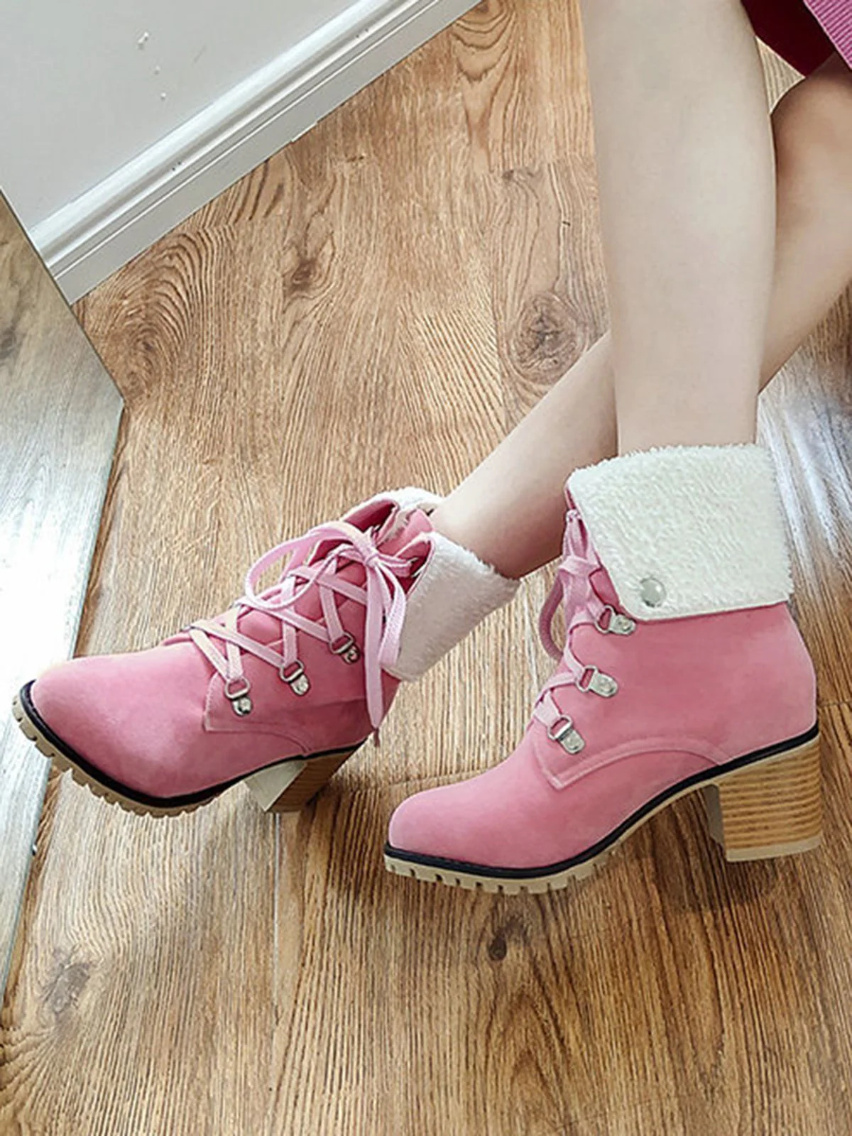 Weinrot Kurze Martin Britischen Stil Stiefel - Image 12