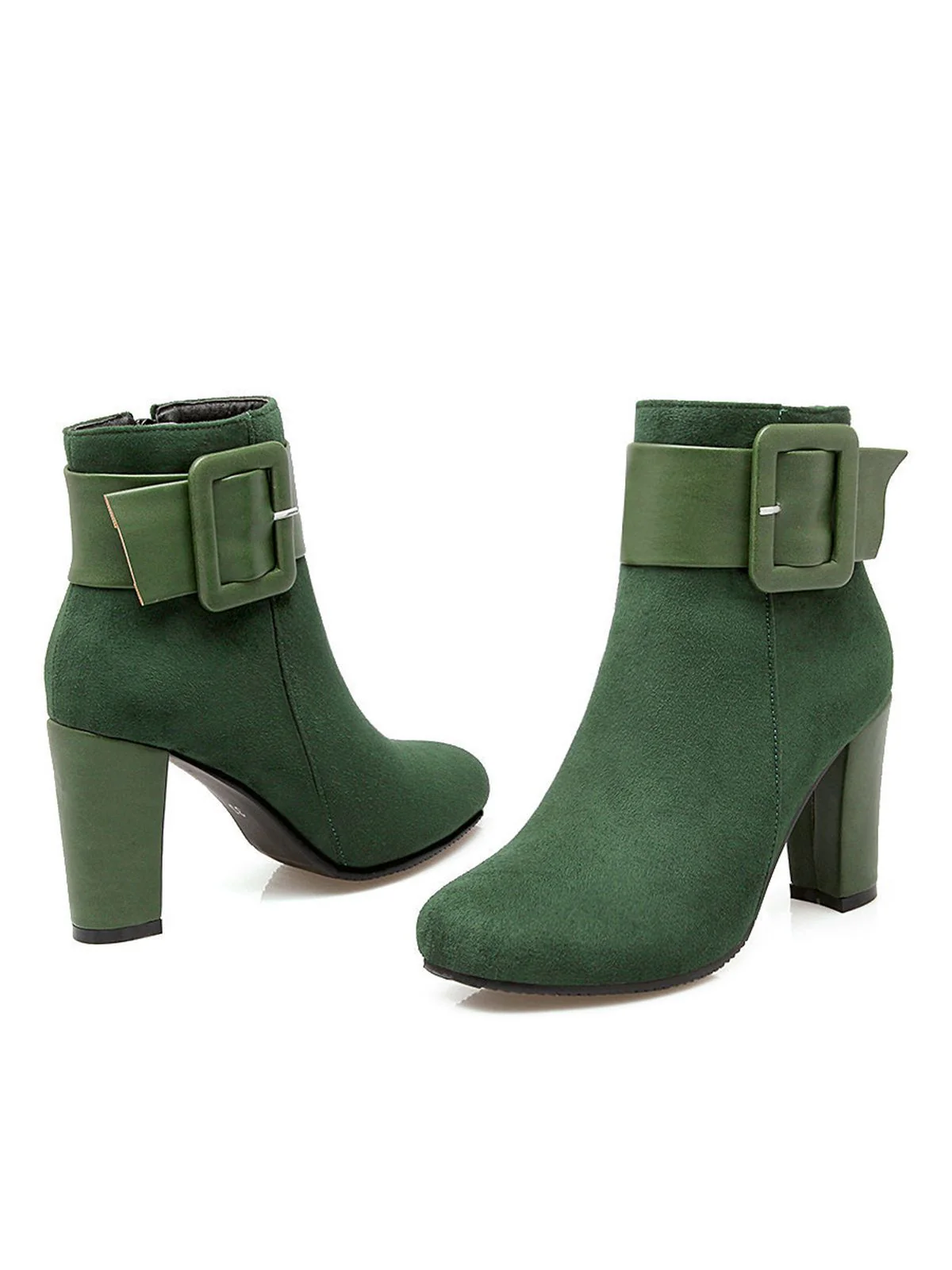 Retro Solide Dicker Absatz Kurze Stiefel - Image 10