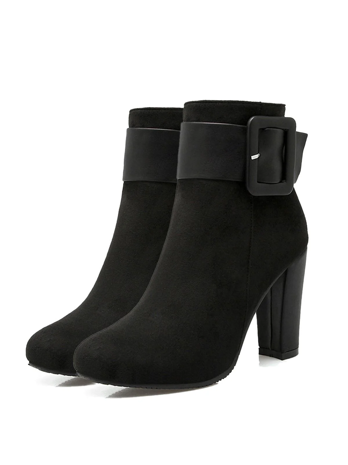 Retro Solide Dicker Absatz Kurze Stiefel - Image 5
