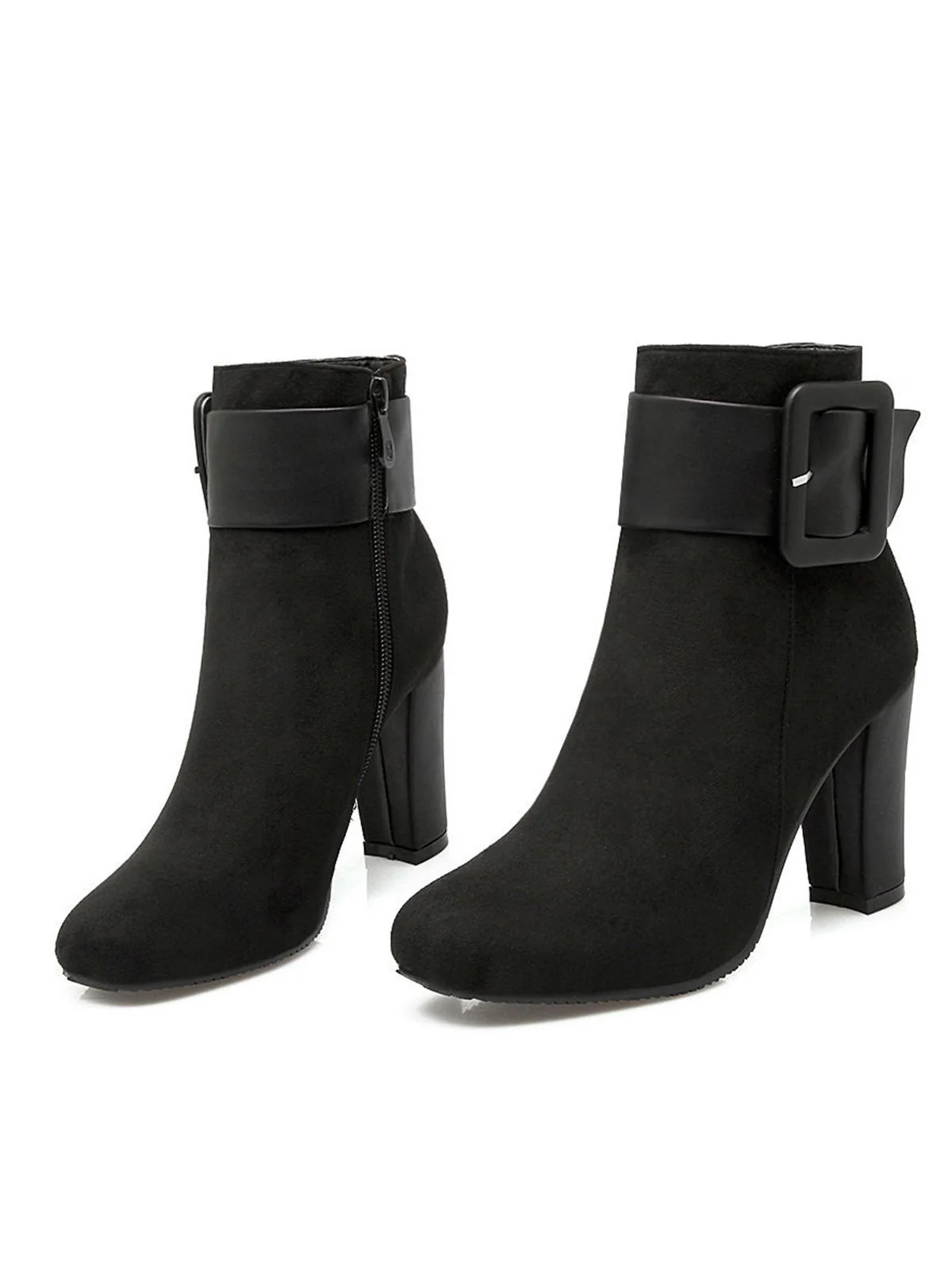 Retro Solide Dicker Absatz Kurze Stiefel - Image 7