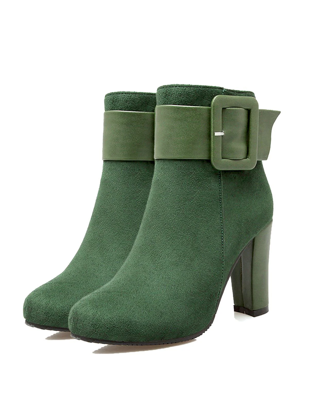 Retro Solide Dicker Absatz Kurze Stiefel - Image 8