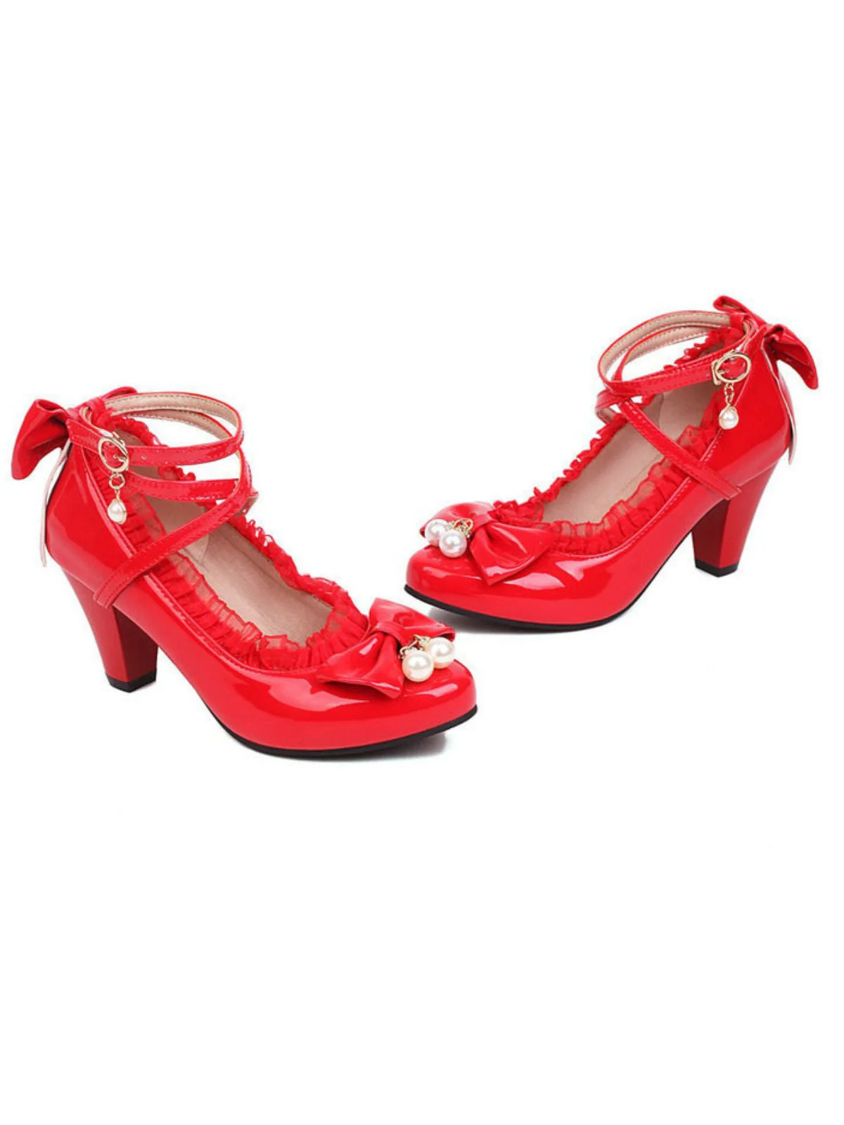 Lackleder Bogen Lolita High Heels - Image 7
