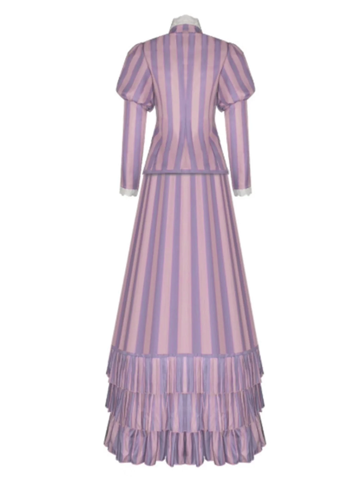 Lavendel 1930er Corpse Bride Rüschen Streifen Kostümset - Image 2