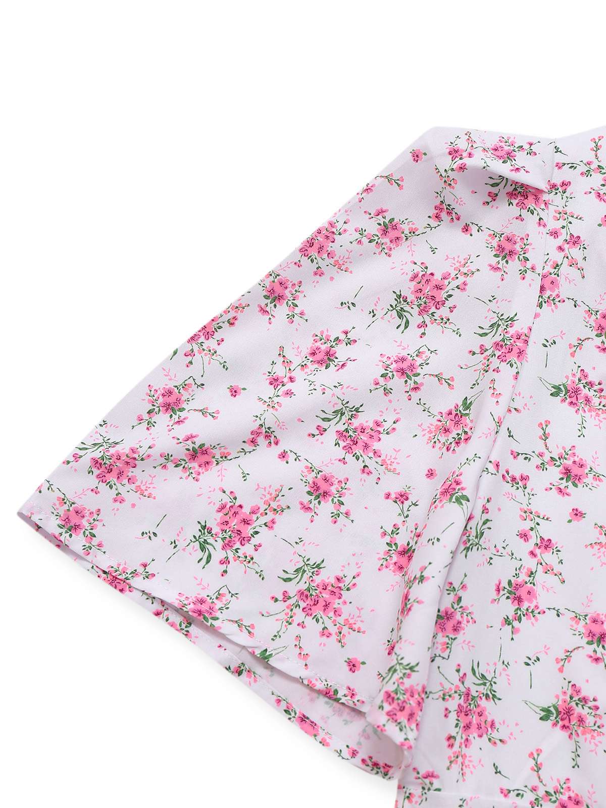 Lavendel 1940er Kleine Blumen V-Ausschnitt Puffärmel Kleid - Image 4