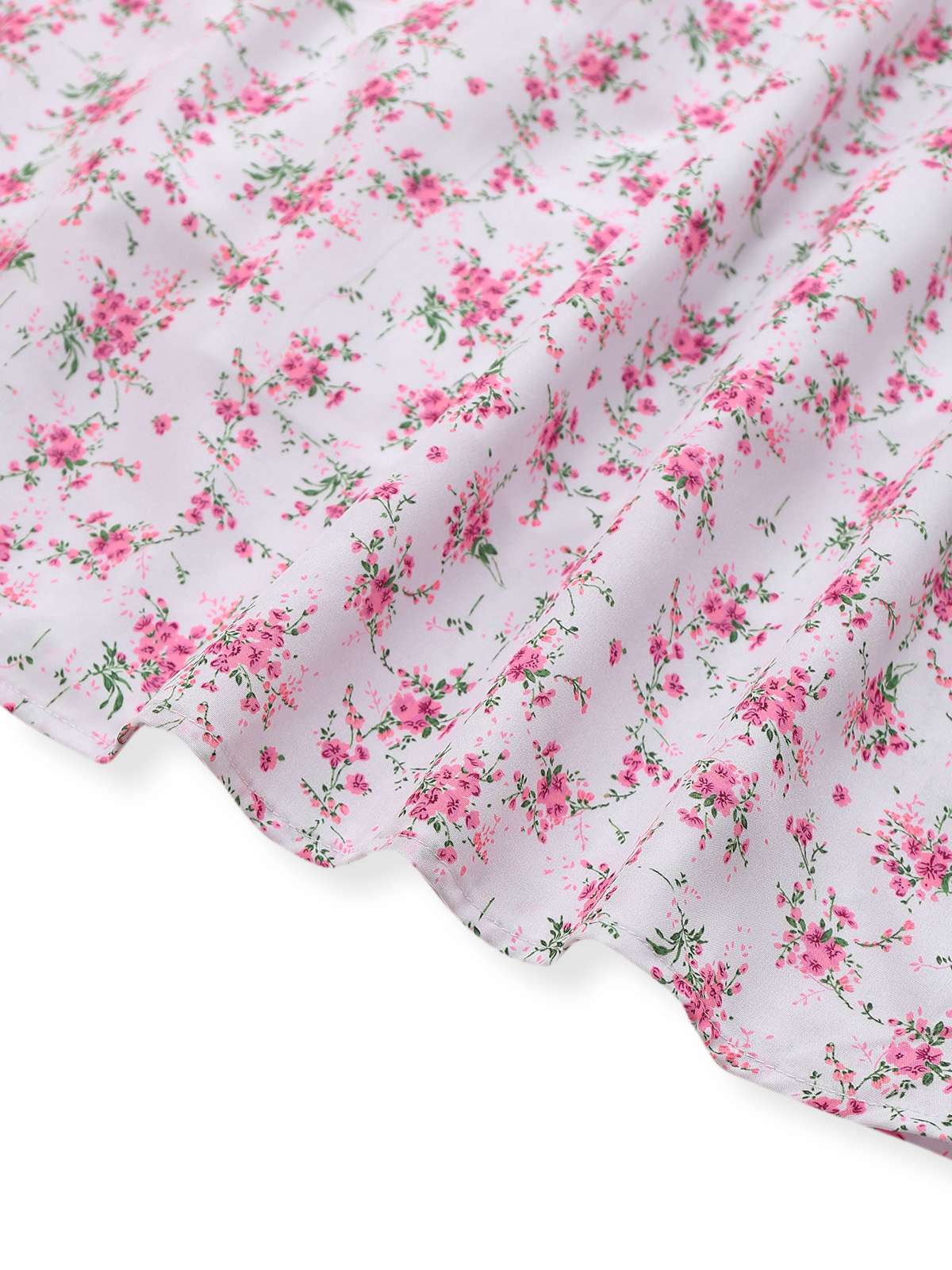 Lavendel 1940er Kleine Blumen V-Ausschnitt Puffärmel Kleid - Image 5