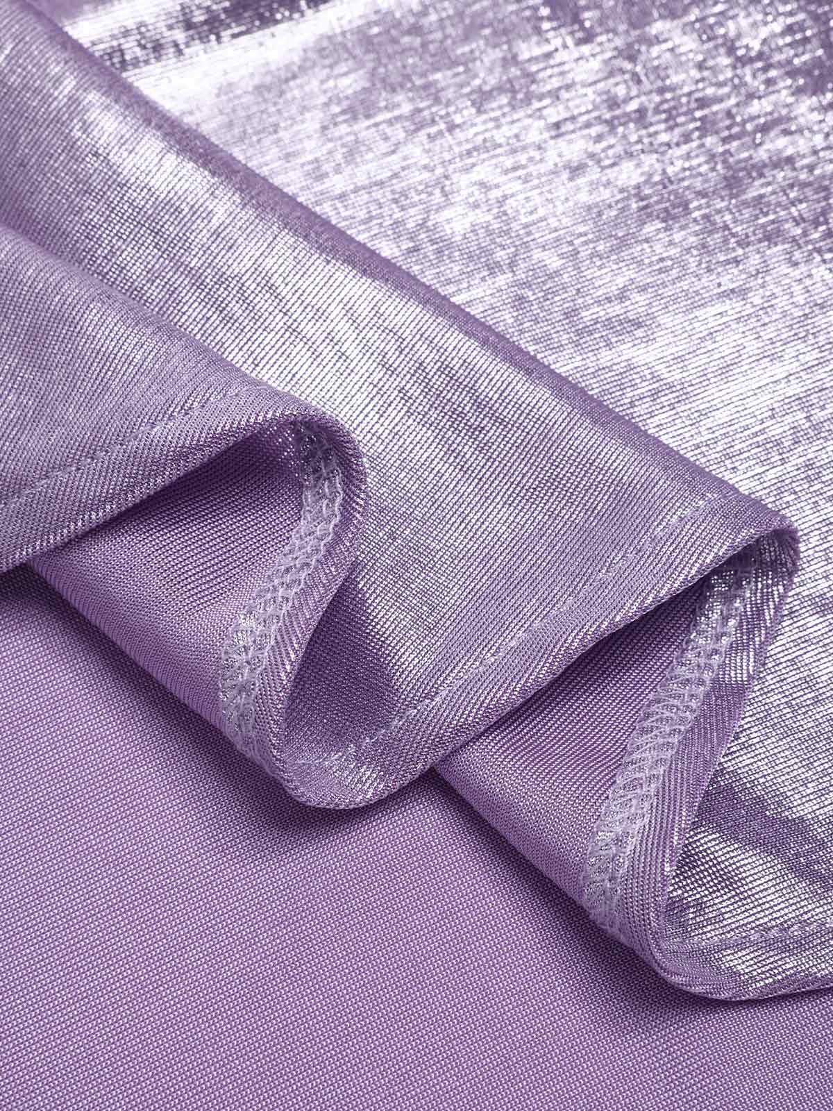 Lavendel 1960er Wasserfallausschnitt Hoher-Schlitz Perlglanz Kleid - Image 8