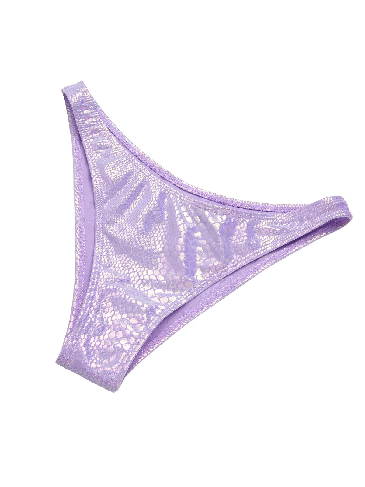 Lavendel 1970er Metallische Fischschuppe Bikini Set - Image 3