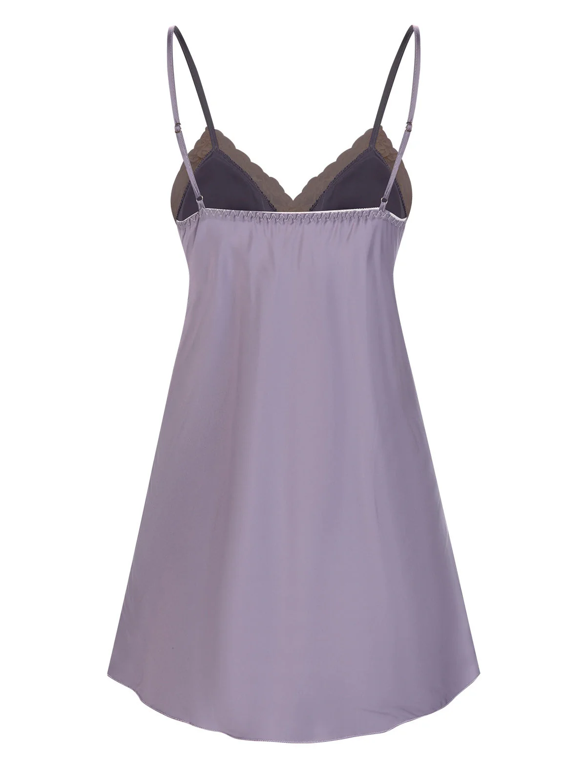 Lavendel 1970er Spitze Satin Patchwork Nachthemd - Image 2