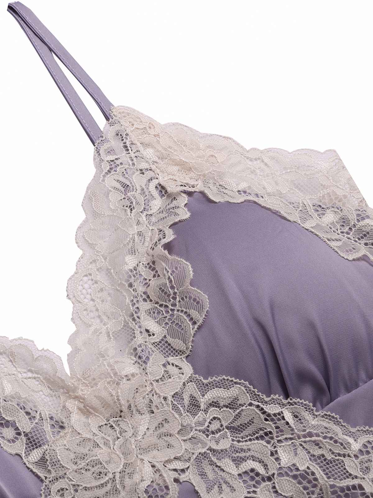 Lavendel 1970er Spitze Satin Patchwork Nachthemd - Image 4