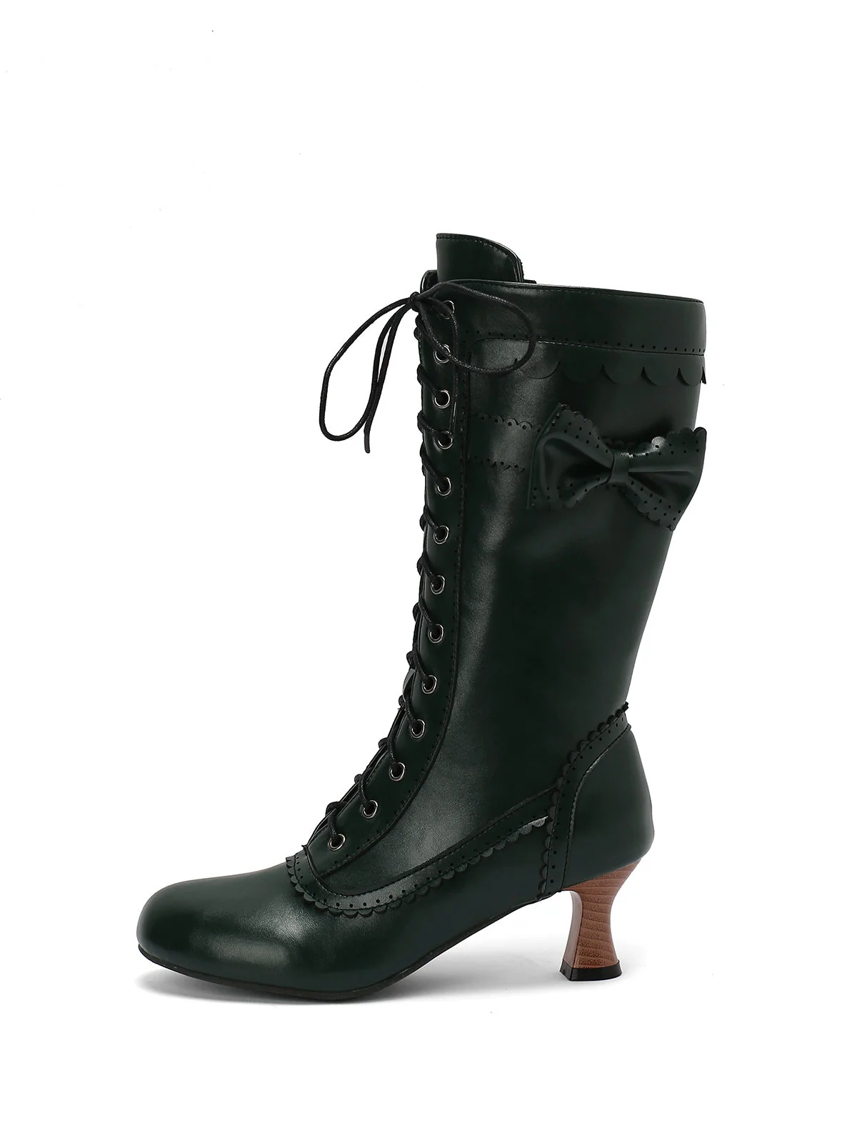 Leder Bogen Schnürung Wadenhohe Stiefel - Image 27