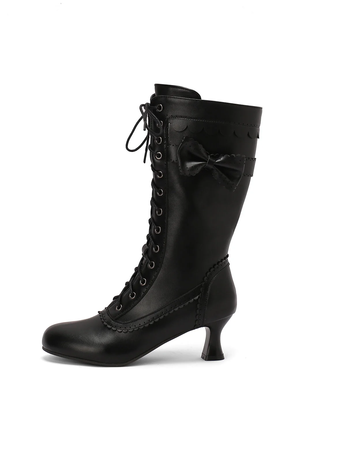 Leder Bogen Schnürung Wadenhohe Stiefel - Image 6