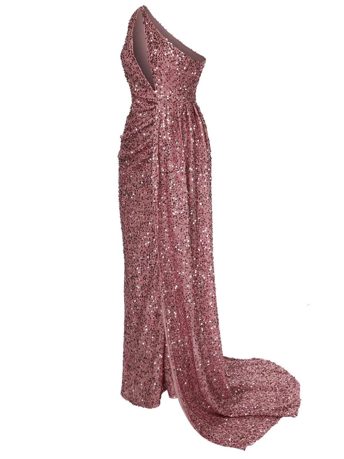 Lila 1920er Eine Schulter Pailletten Maxi Kleid - Image 3