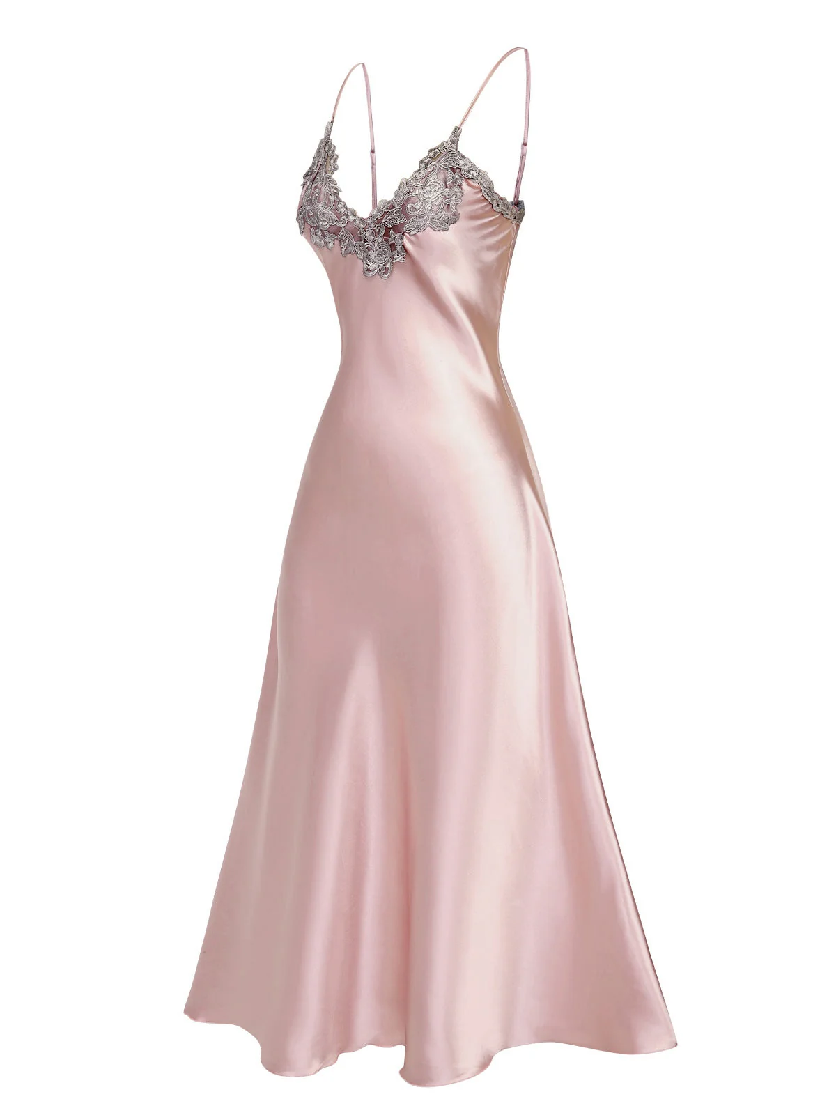 Lila 1930er Bestickt Kunstsatin Riemen Nachthemd - Image 10