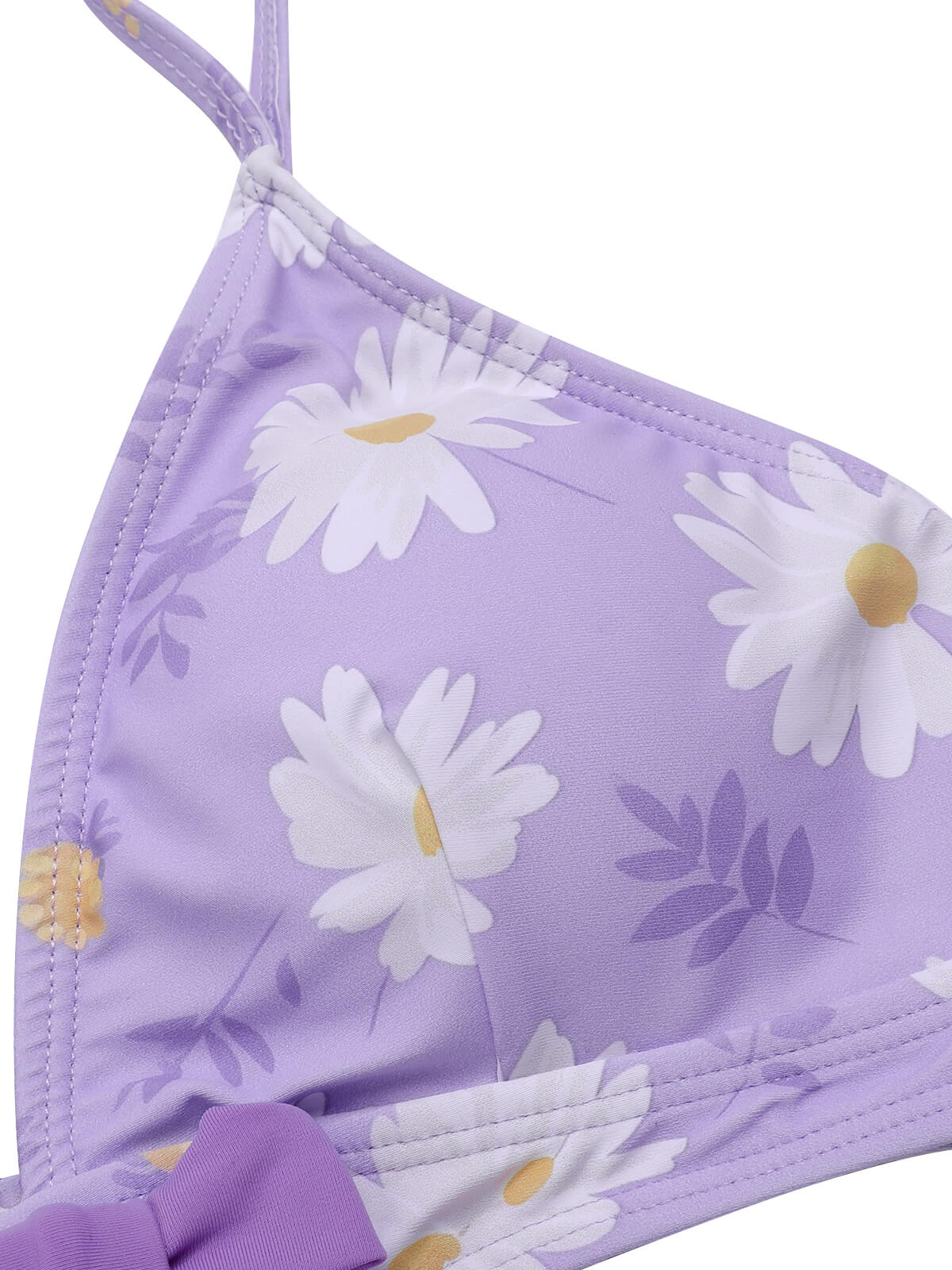 Lila 1950er Gänseblümchen Bogen Gurt Badeanzug - Image 5