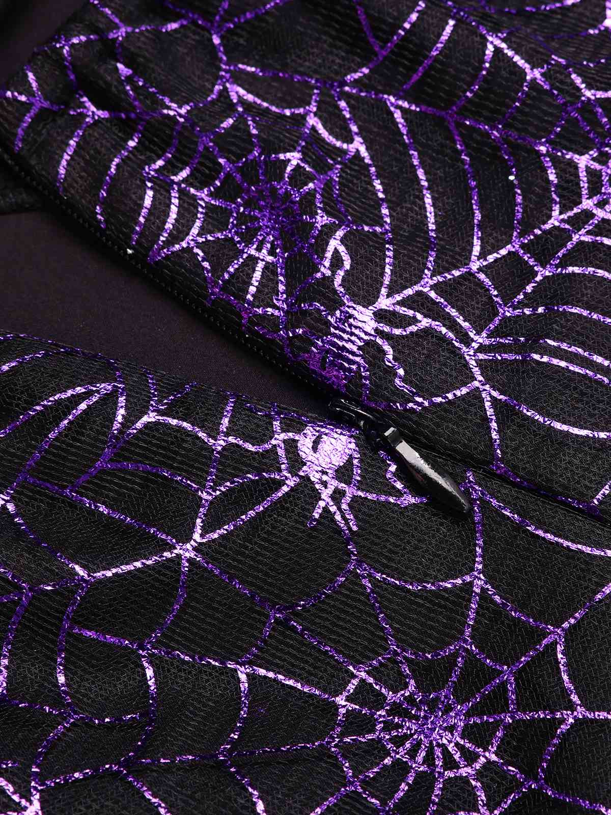 Lila 1950er Halloween Laser Masche Spinnennetz Halter Kleid - Image 5
