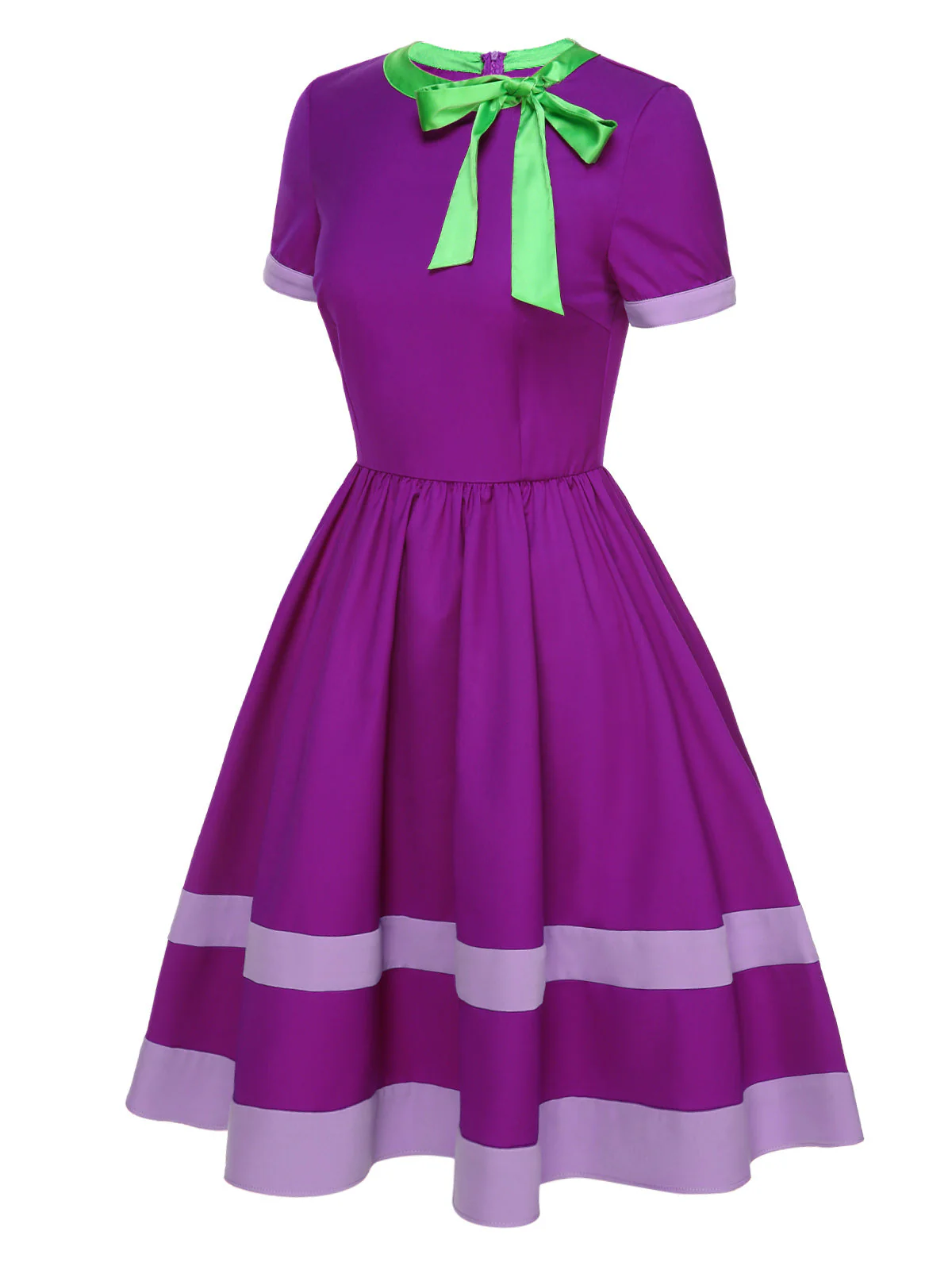 Lila 1950er Scooby Doo Daphne Blake Krawattenhals Kleid - Image 3