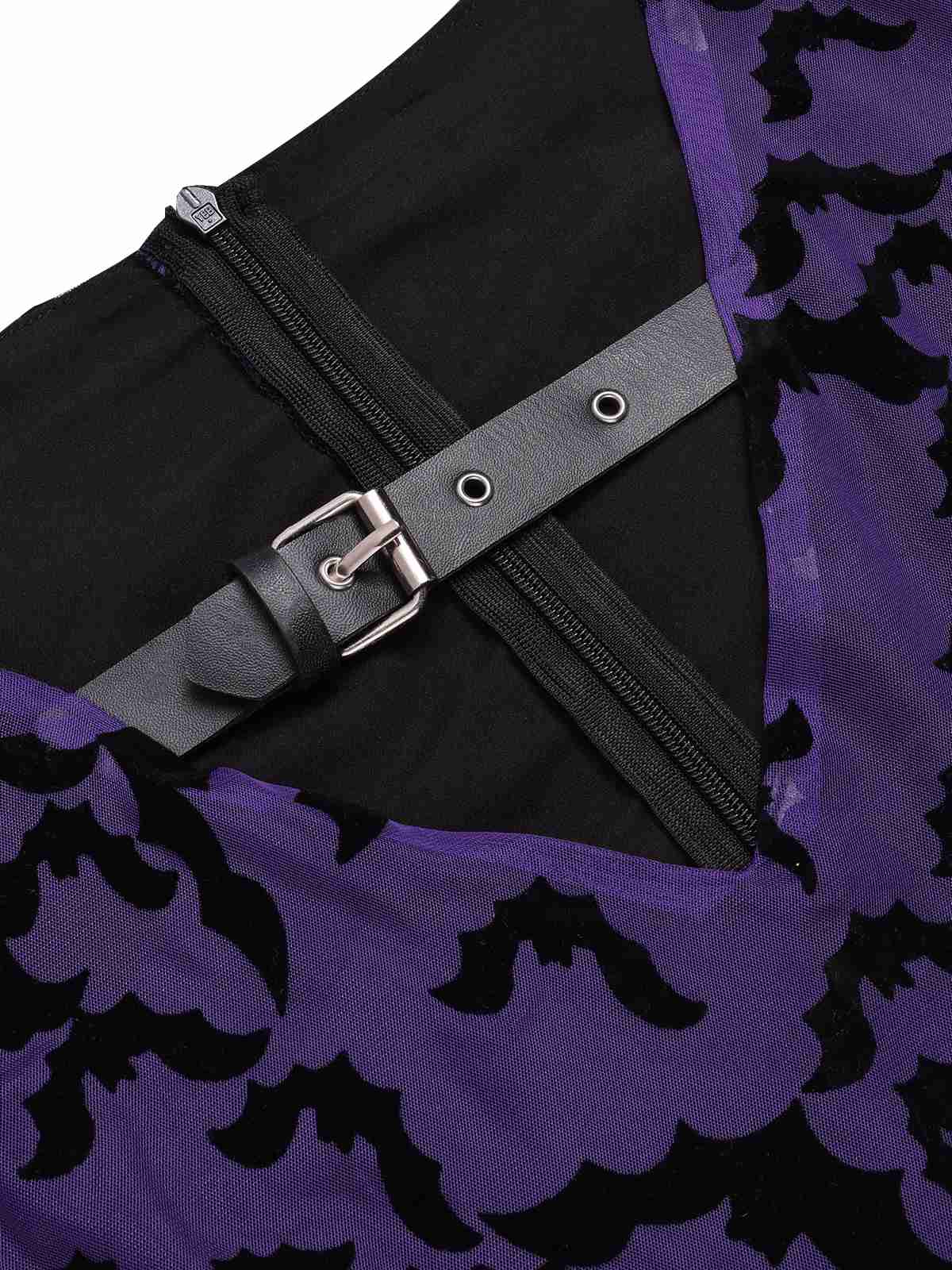 Lila 1960er Fledermäuse Masche Glockenärmel Kleid - Image 8