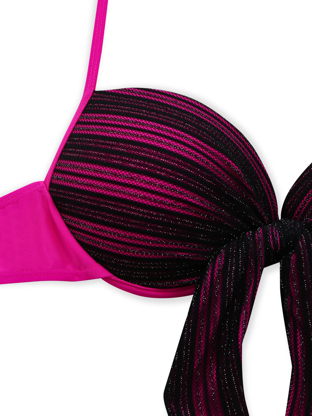 Lila 1960er Halter Streifen Schleife Bikini Set - Image 5