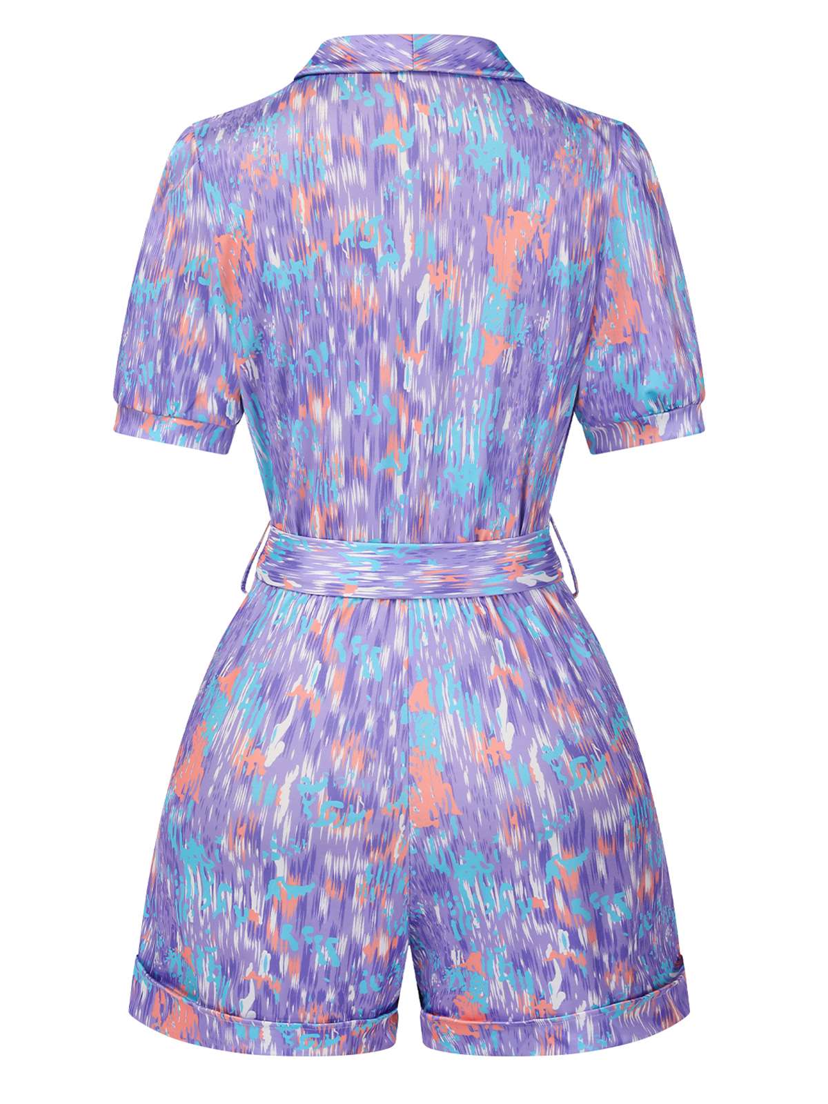 Lila 1960er Tief V-Ausschnitt Gürtel Revers Jumpsuit - Image 3
