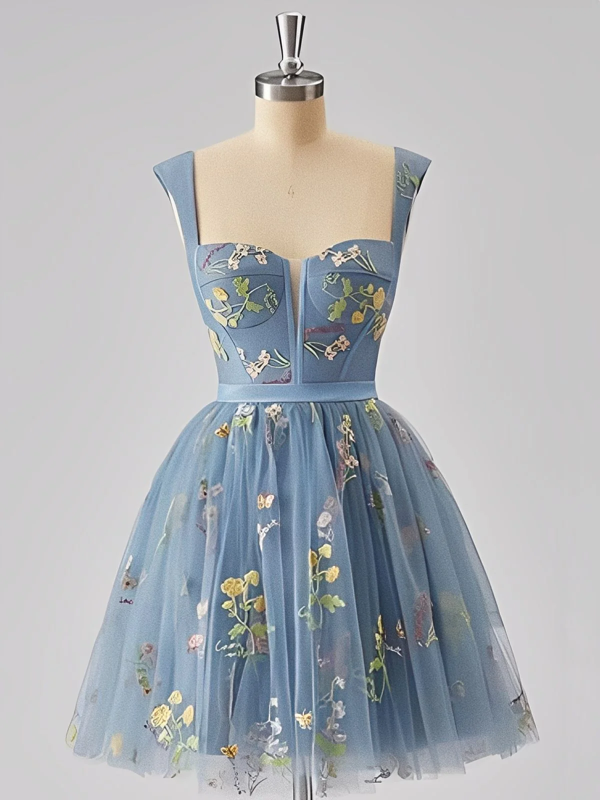 Schwarz 1970er Besticktes Blumen Spitze Mini Kleid - Image 6