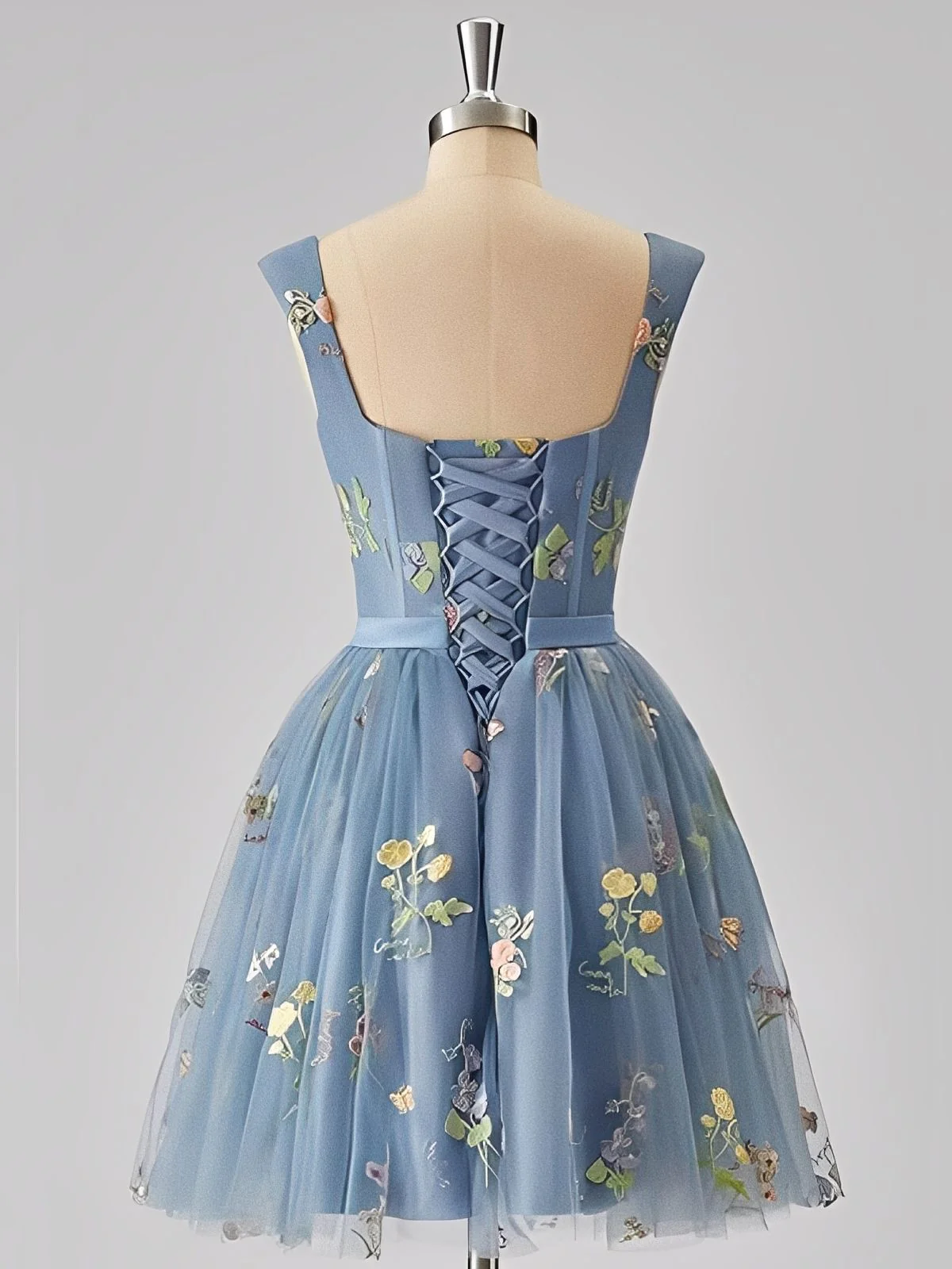 Schwarz 1970er Besticktes Blumen Spitze Mini Kleid - Image 8