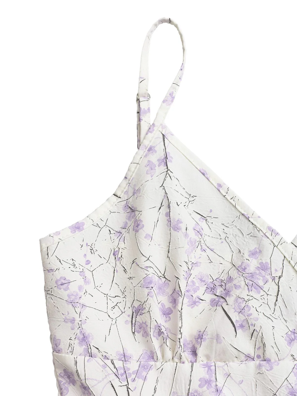 Lila 1970er Blumen Druck Spaghetti Träger Romper - Image 4