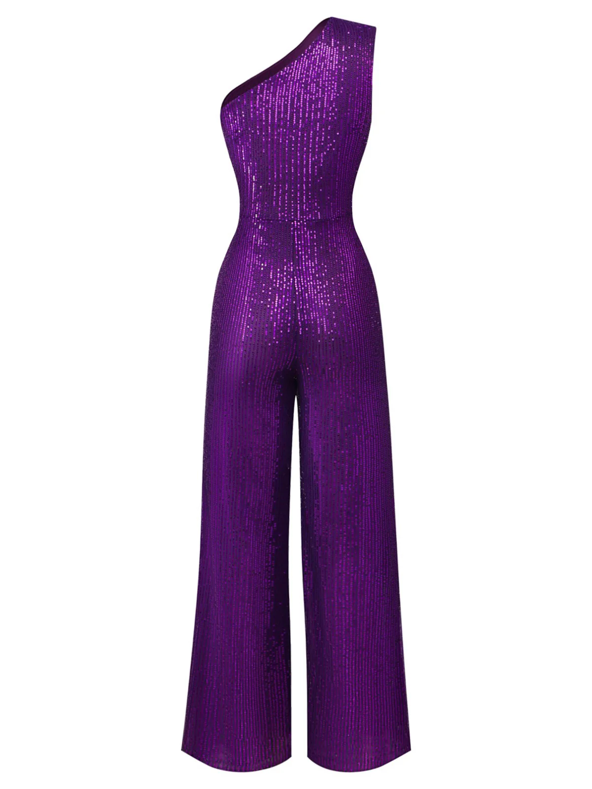 Lila 1970er Paillette Eine Schulter Jumpsuit - Image 2