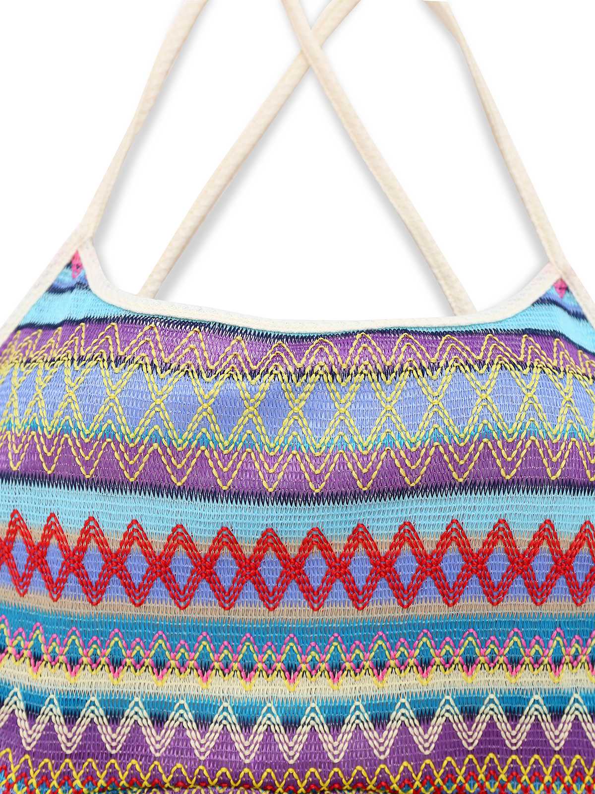 Lila 1970er Spaghetti Träger Boho Kordelzug Kleid - Image 3