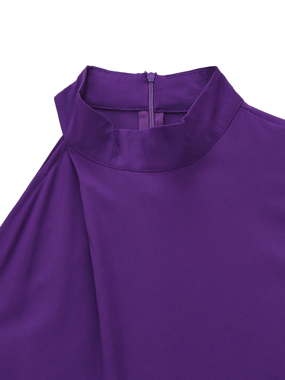 Lila 1980er Solide Unregelmäßig Ärmel Tailliert Jumpsuit - Image 4