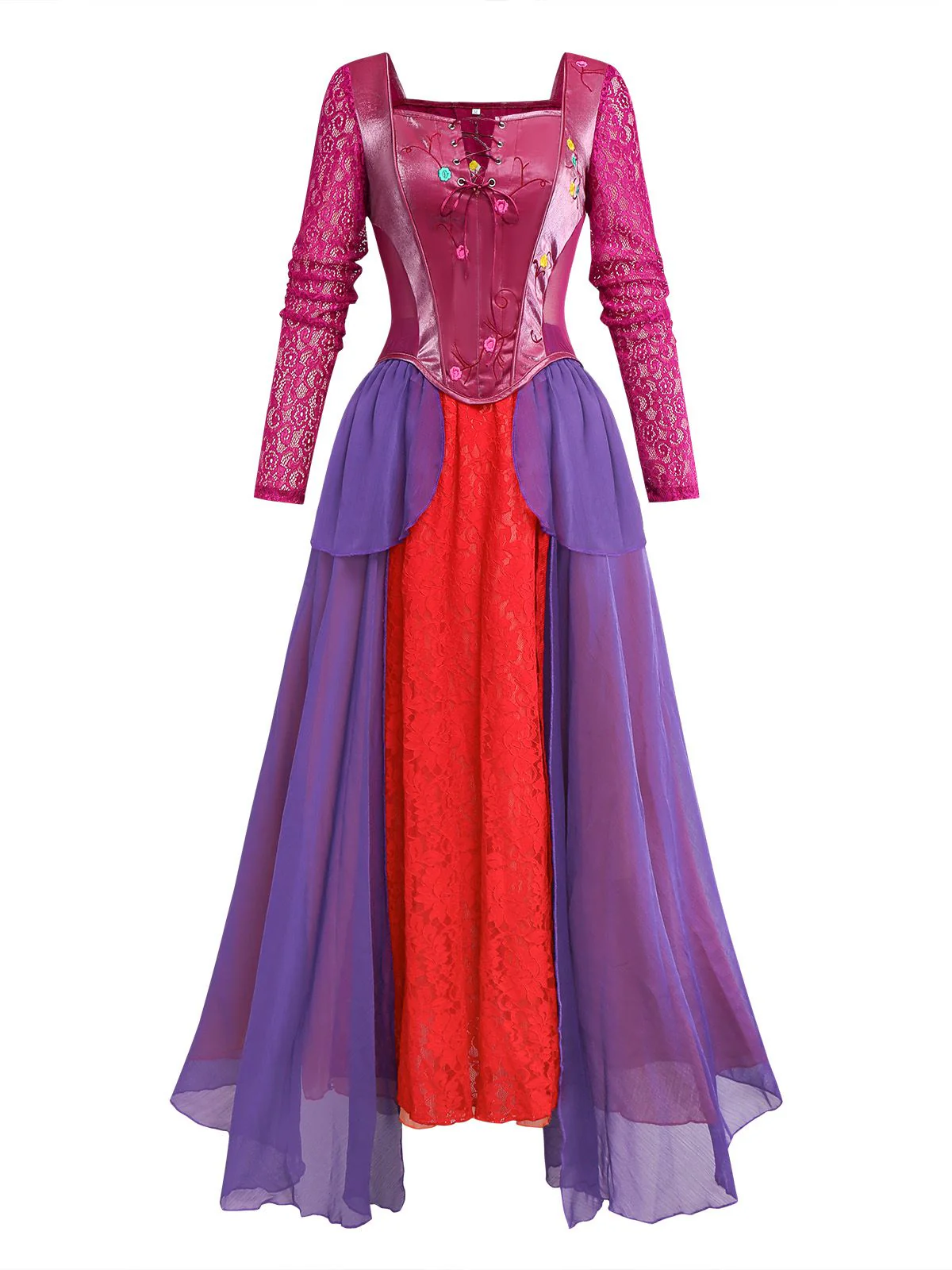 Lila 2PCS 1930er Hocus Pocus Spitze Blumen Top & Rock