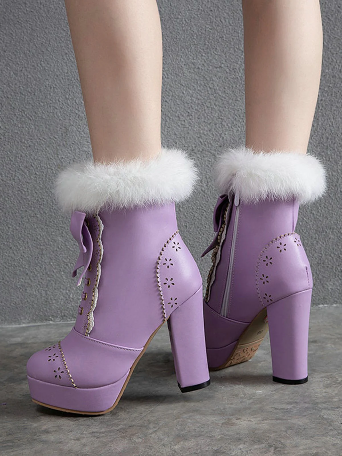 SCHUHE CHUNKY HEEL BOWKNOT MID-TUBE - Image 2