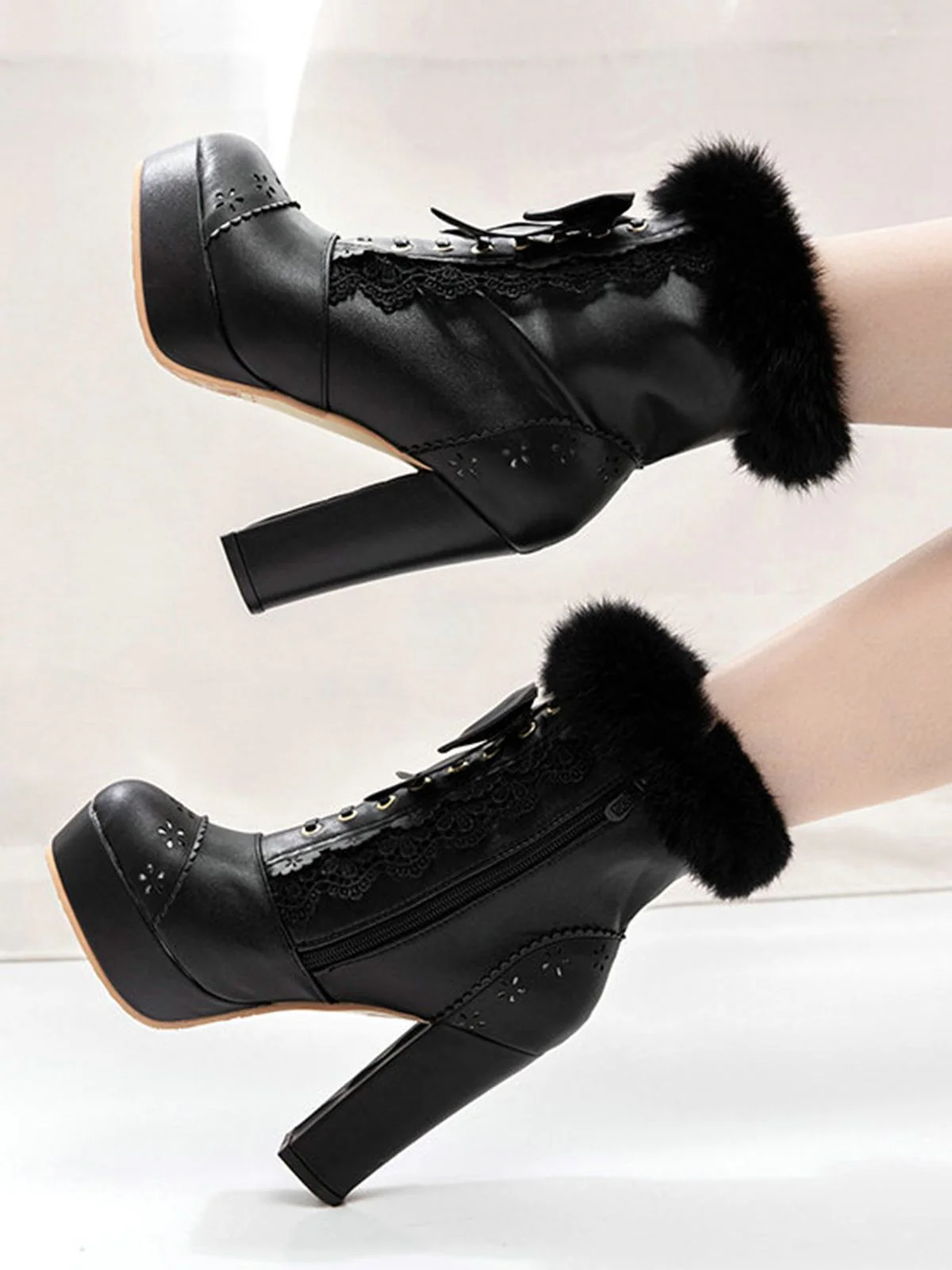 SCHUHE CHUNKY HEEL BOWKNOT MID-TUBE - Image 5