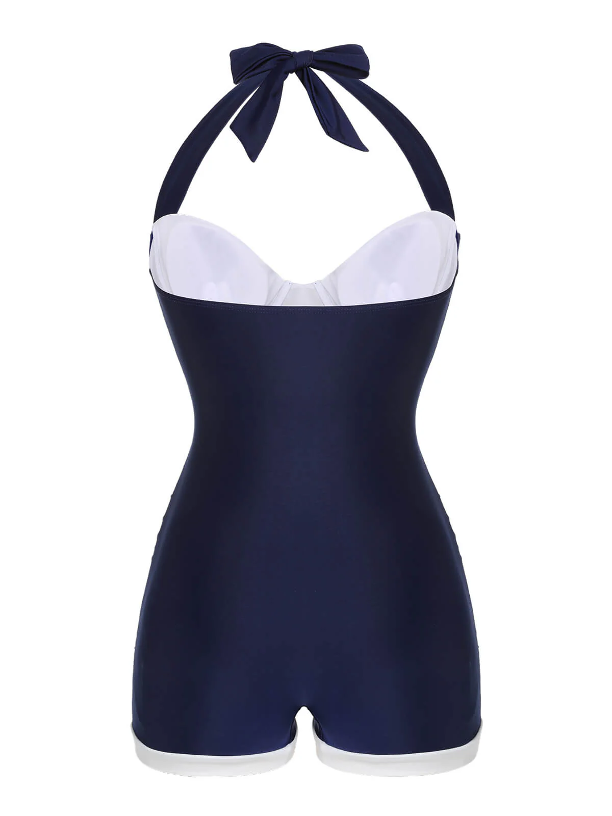 Marineblau 1950er Falten Halter Badeanzug - Image 6