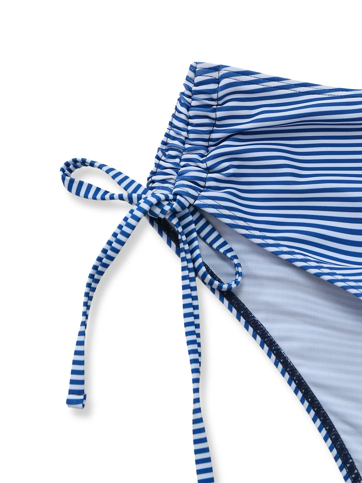 Marineblau 1950er Rüschen Gestreift Knoten-Detail Tankini-Set - Image 7