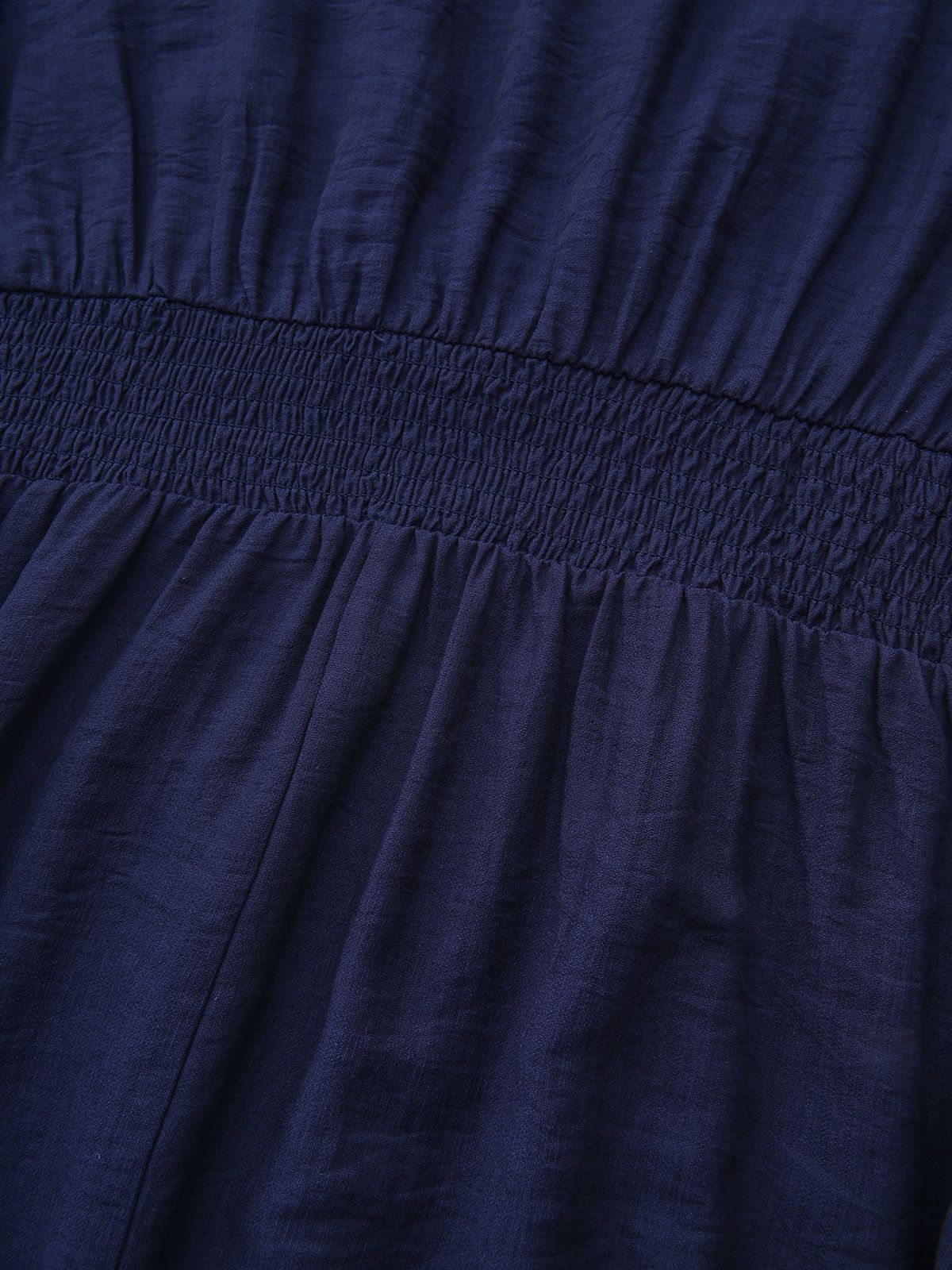 Marineblau 1970er Blumen Besticktes Maxi Kleid - Image 5